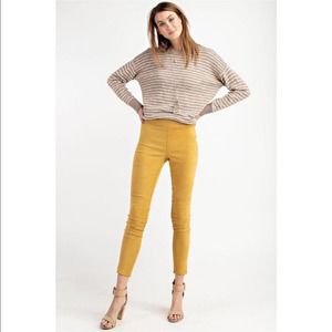 Mustard High Rise Suede Skinny Pants